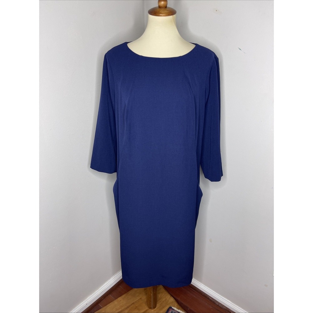 Plus MM Lafleur Navy Blue Eskuto Dress 3/4‎ Sleeve +1 1X